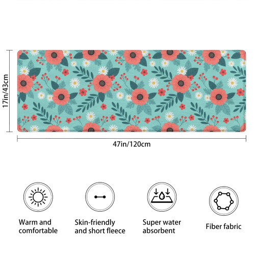 Χαλί μπάνιου Pioneer Flower Floral, αντιολισθητικό χαλάκι μικροϊνών με λαστιχένια 2