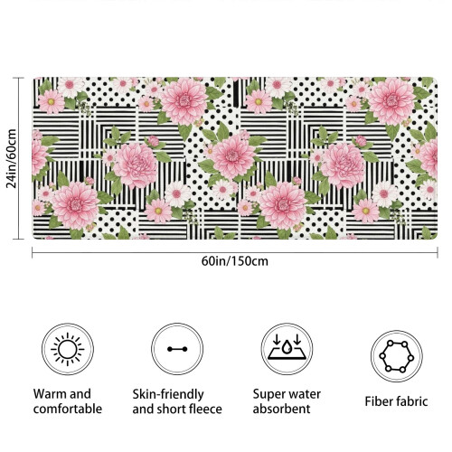 Χαλί μπάνιου Pioneer Flower Floral, αντιολισθητικό χαλάκι μικροϊνών με λαστιχένια 2