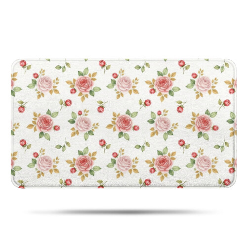 Χαλί μπάνιου Pioneer Flower Floral, αντιολισθητικό χαλάκι μικροϊνών με επένδυση από