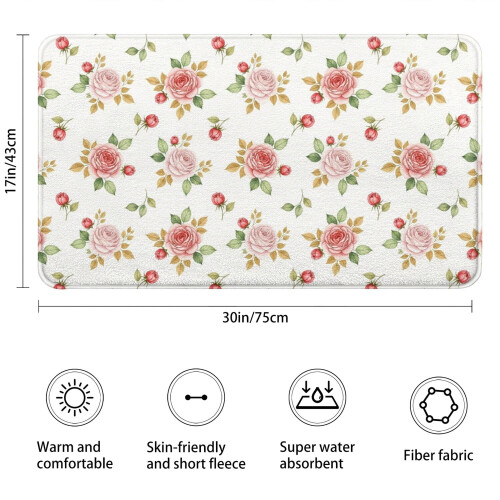 Χαλί μπάνιου Pioneer Flower Floral, αντιολισθητικό χαλάκι μικροϊνών με επένδυση από 2