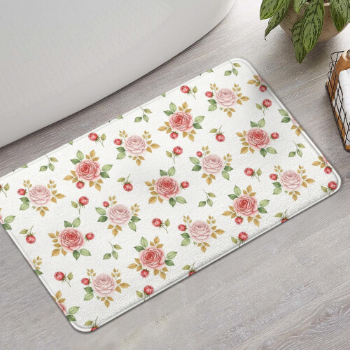 Χαλί μπάνιου Pioneer Flower Floral, αντιολισθητικό χαλάκι μικροϊνών με επένδυση από 1