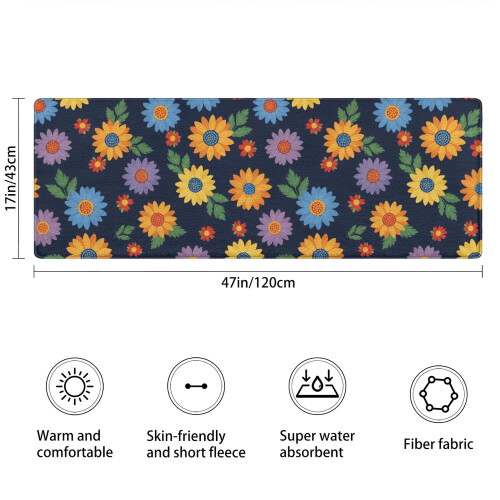 Χαλί μπάνιου Pioneer Flower Floral, αντιολισθητικό χαλάκι μικροϊνών με επένδυση από 2