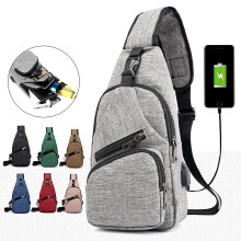 Crossbody tašky pre ženy mužov, nabíjací port USB, batoh cez rameno s krátkym hrotom, turistická prenosná taška cez hrudník, čierna