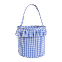 Paasmand van geruit polyester, canvas draagtas voor paaseieren zoeken, feestdecoratie, cadeautjes, snoep en andere benodigdheden.