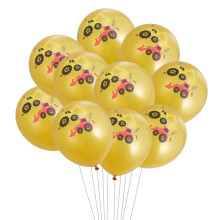 10 ballons en latex imprimés d'excavatrice dorée