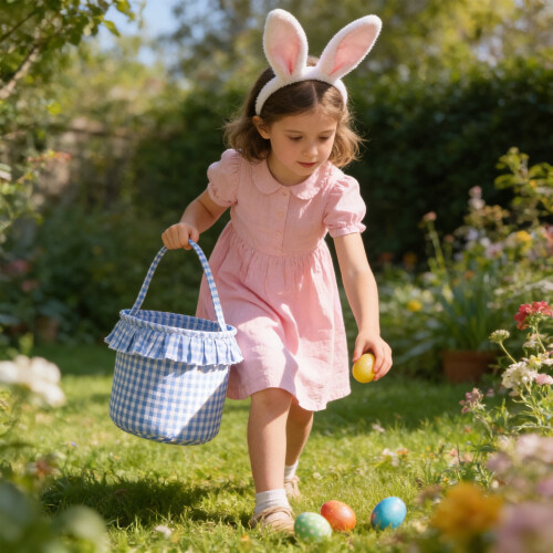 Easter Plaid Polyester Storage Basket 1 Pack 1