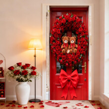 Cortina de porta decorativa para o Dia dos Namorados - Cortina de porta reutilizável em tecido de poliéster para decoração de parede de casa em
