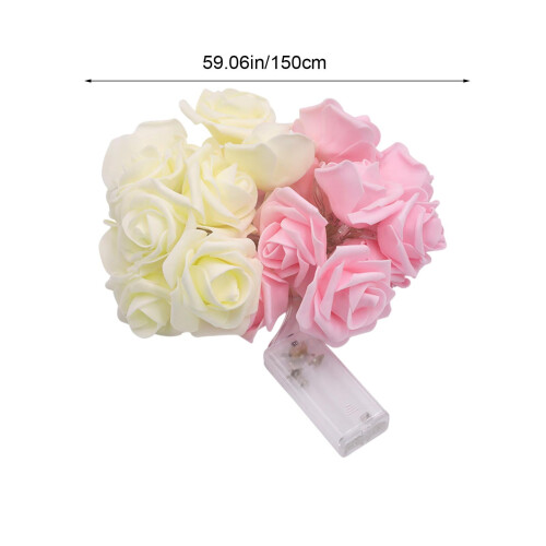 Yurqghjb Rose LED String Lights Powered USB 59 cali Pink White 2