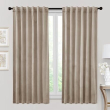 Heavy Duty Velvet Curtains, Room Darkening & Noise Reducing, Camel Beige, 52"x72", 2 Panels