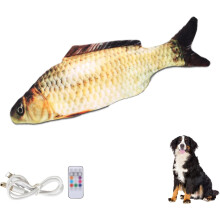 Vibrerende Floppy Fish-hundeleke, interaktiv gyngende fiskeleke for små og store hunder, aggressiv tyggesikker (B, fjernkontroll)