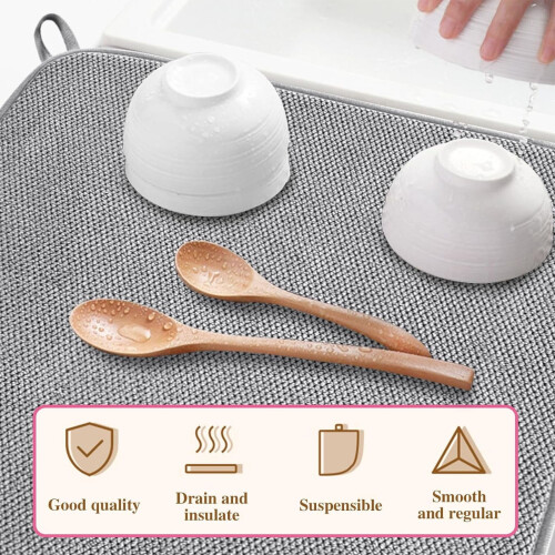 Microfiber Dish Drying Mat 20x15 Inch Absorbent Pinstripe 2