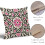 Μαύρα & Ροζ Μαξιλαροθήκες Boho 16x16", Vintage Λουλούδι με Στάμπα, Λινά Τετράγωνα 4