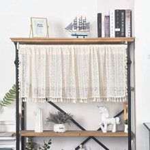 Boho sheer curtain valance beige 59 in x 18 in