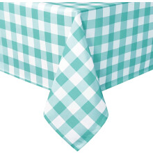 Éadach Boird Gingham Intuartha Uiscedhíonach Frith-Roic 60x102" – Uisce & Bán, Comhoiriúnach le Picnic Lasmuigh, Cistin, Dinnéar Saoire