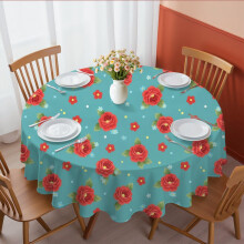 Floral Print Round Tablecloth 60 x 60 Inch Polyester