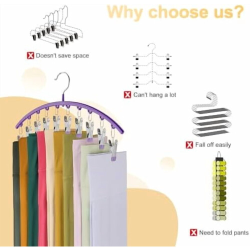 Purple Legging Hanger with 10 Clips – 4-Pack 1