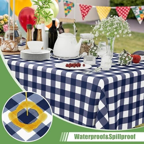 Τραπεζομάντηλα μιας χρήσης σε μπλε χρώμα Gingham, συσκευασία των 3 τεμαχίων 1