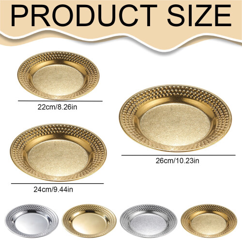 Silver Plates, Plastic for Dinner Plates, Electroplated Plate, Hammer Round Charger for Table Setting, Wedding Decor (Silver) 2