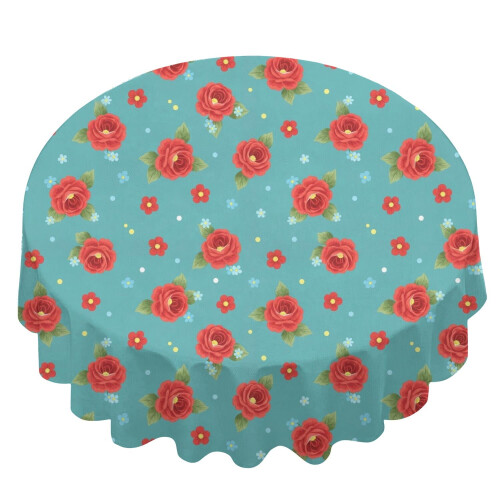 Floral Print Round Tablecloth 60 x 60 Inch Polyester 1