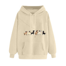 Beige Damen-Kapuzenpullover mit langen Ärmeln und Kordelzug – Modisches Valentinstagsgeschenk für Sie