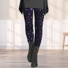 Leggings für Damen, Paillettenbesatz, trendige, lässige, figurformende Hose, Lila