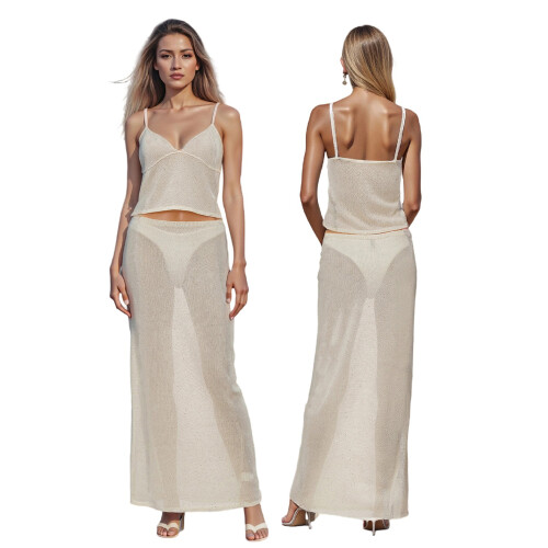 (L, Beige) Completo da donna per feste. 1
