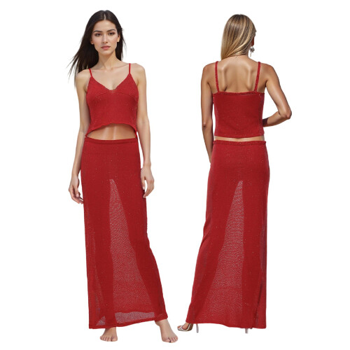 (S, Red) Completo da donna per feste. 1