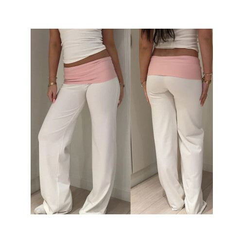 (XL, White) Γυναικείο Αθλητικό Παντελόνι Αντίθετο Χρώμα 1