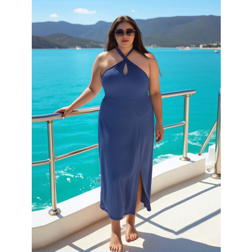 (XXXXXL, Blue) Robe trapèze dos et voyages. 2