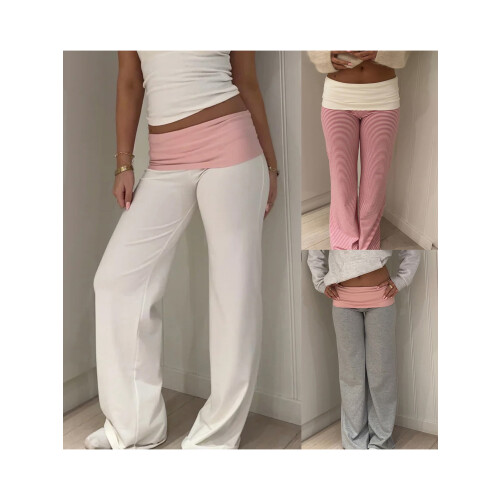 (XL, White) Γυναικείο Αθλητικό Παντελόνι Αντίθετο Χρώμα 2