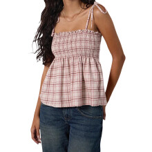 (L, Pink) Damen-Camisole, ärmelloses, rückenfreies, kariertes Oberteil zum Binden, Sommerweste für Party und Club