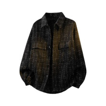 Men's Long Sleeve Solid Tee Shirt Classic Button Lapel
