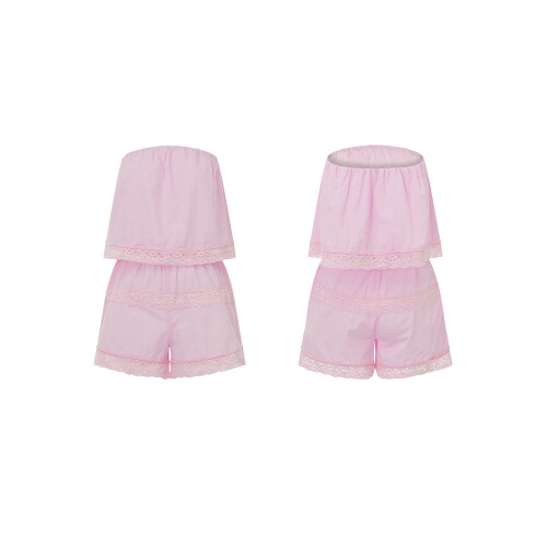 (M, Pink) Γυναικείο Σετ Σορτς Casual Σύνολα 1
