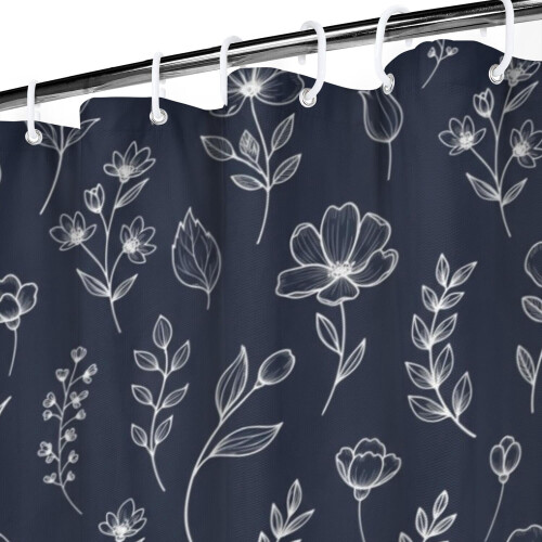 Αδιάβροχη κουρτίνα ντους με floral εκτύπωση 36"x72" με 12 γάντζους 2