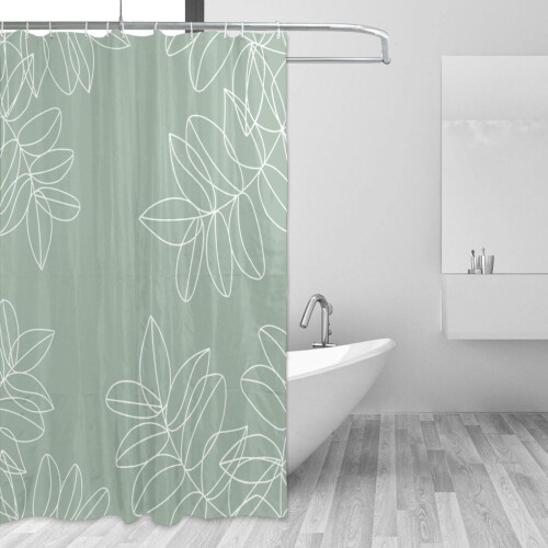 Αδιάβροχη κουρτίνα ντους Sage Green 72x72 ίντσες με 12