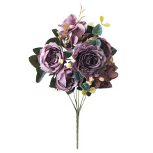 Bouquet artificiel de pivoines et d'hortensias – Violet, 1 pièce