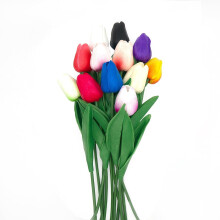 Blue Fake Tulips, 13" Real-Touch PU Artificial Flowers, 10 pcs Bouquet for Vase – Mother's Day, Easter, Valentine's Gifts