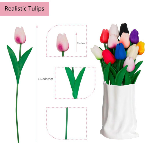 Blue Artificial Tulips 13in 10-Piece Bouquet 1