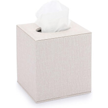 Vierkante linnen tissueboxhouder – stijlvolle kubushouder met magnetische bodem, decoratief voor kaptafel, dressoir, nachtkastje, kantoor en auto