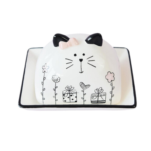 Beurrier mignon avec couvercle pour table de café/restaurant/réfrigérateur