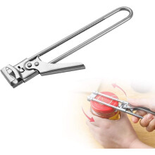 Ouvre-bocal et ouvre-bouteille réglable, ouvre-boîte manuel en acier inoxydable avec pince pour couvercle – 1 pièce