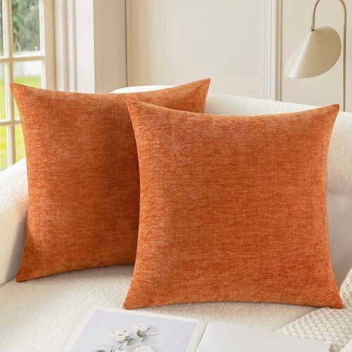 Capas de Almofada Decorativas de Outono 26x26 Polegadas, Conjunto com 2, Capas de Almofada Aconchegantes em Chenille para Sofá, Cama, Sala de Estar,