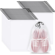 24PCS Clear Drawstring Shoe Bags 15.7"x11.8", Waterproof & Dustproof Travel Shoe Storage Bags for Women/Men – Compatible with All Standard Shoes