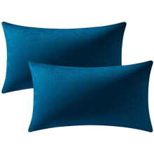 Middernachtblauwe fluwelen kussenhoezen, 2 stuks, 12x20 inch