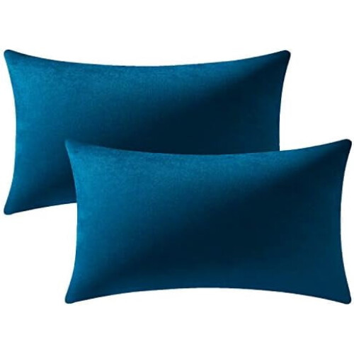 Mitternachtsblaue Samtkissenbezüge, 2er-Pack, 30 x 50 cm