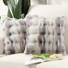 Lot de 2 housses de coussin épaisses en laine pelucheuse de 66 x 66 cm