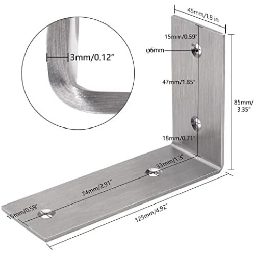 Edelstahl-L-Winkel 5" x 3", 4er-Pack 1