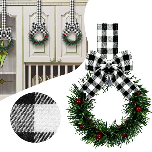 Couronne de Noël décorative avec ruban et baies, 13 cm