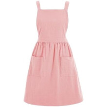 Cotton Linen Women's Apron Dress with Pockets