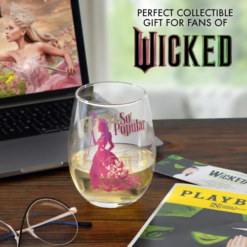 Σετ 4 ποτηριών κρασιού χωρίς κολόβωμα Wicked for Good, 18oz – Επίσημα αδειοδοτημένα, Glinda & 1